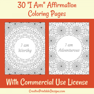 30 I Am Affirmation Coloring Pages