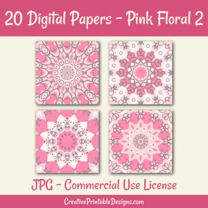 20 Digital Papers (Pink Floral 2)