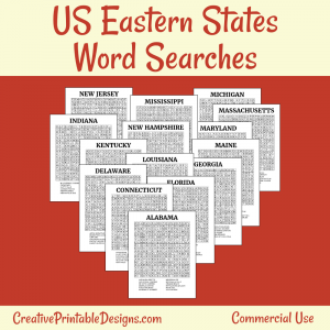 Eastern States Word Search Puzzles