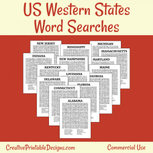 Western States Word Search Puzzles