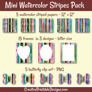 Mini Watercolor Stripes Pack