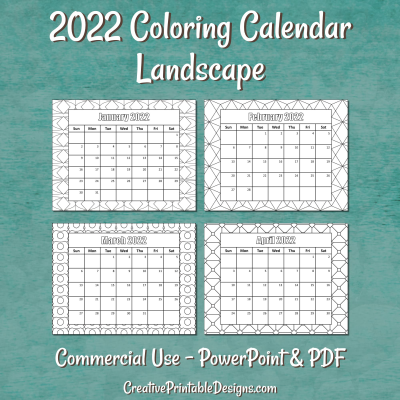 2022 Landscape Coloring Calendar