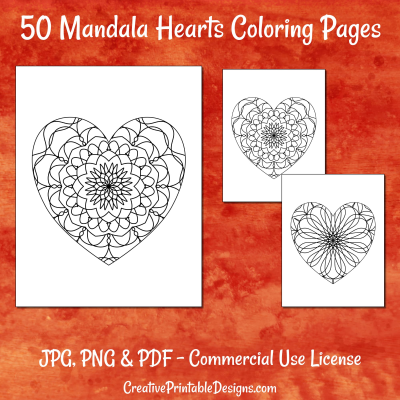 50 Mandala Heart Coloring Pages