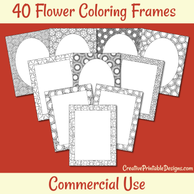 40 Flower Coloring Frames