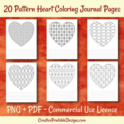 20 Heart Coloring Journal Pages