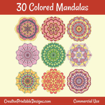 30 Colored Floral Mandalas