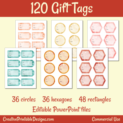 120 Gift Tags - Autumn Colors