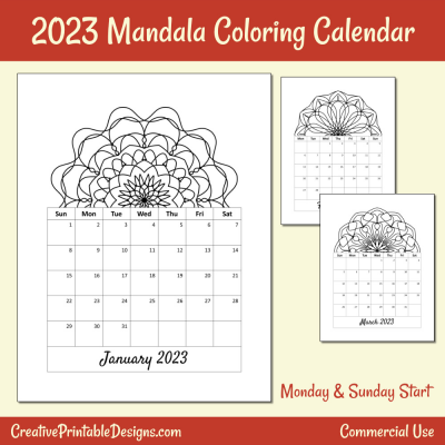 2023 Mandala Coloring Calendar