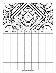 Free Printable Blank Monthly Calendars With Coloring Patterns