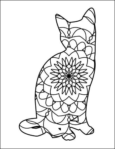cat kaleidoscope coloring pages