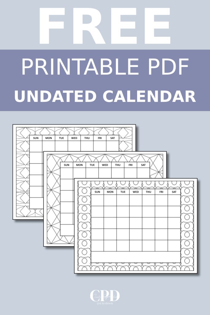 free printable undated calendar with coloring patterns