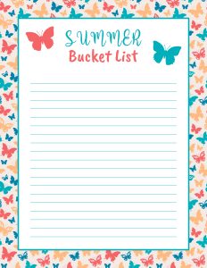 free printable summer bucket list